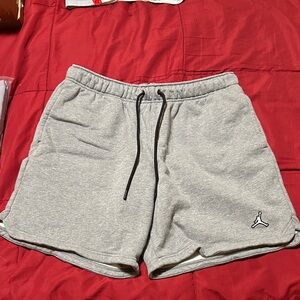 Jordan Men's Light Gray Fleece Athletic Shorts with Black Drawstrings